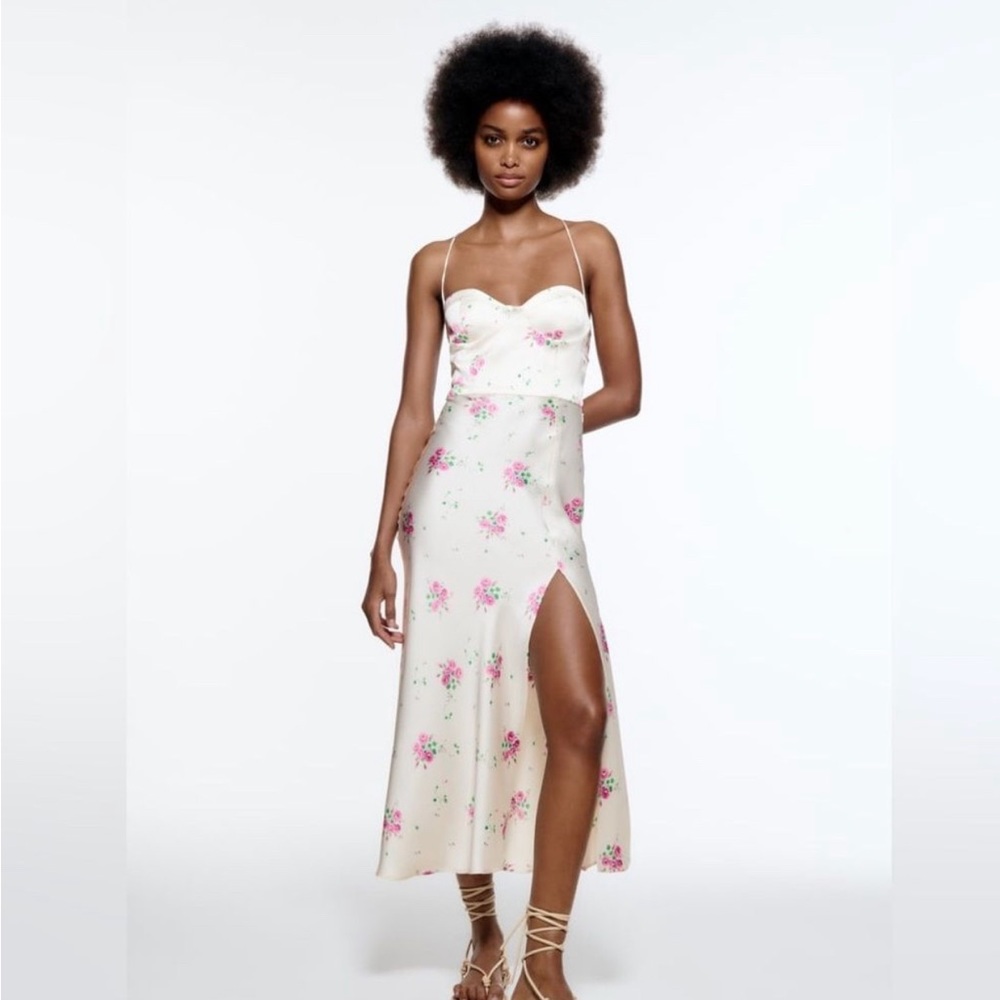 Summer dress for day/ evening silk with floral
